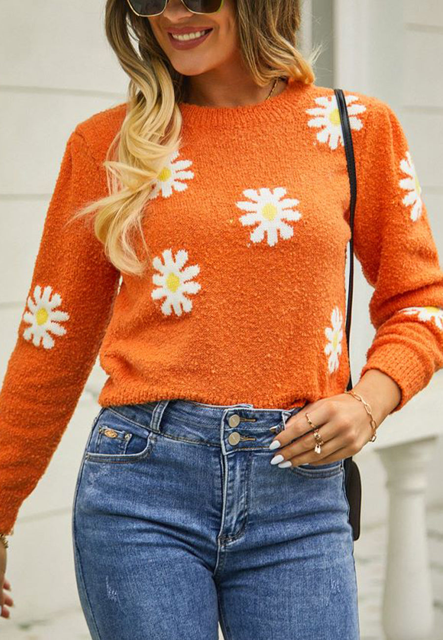 Suéter de punto con estampado de margaritas
