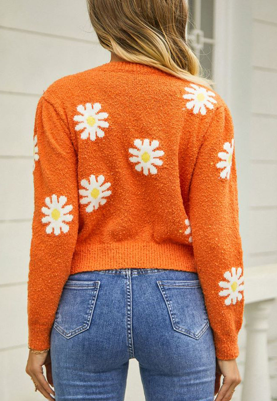 Suéter de punto con estampado de margaritas