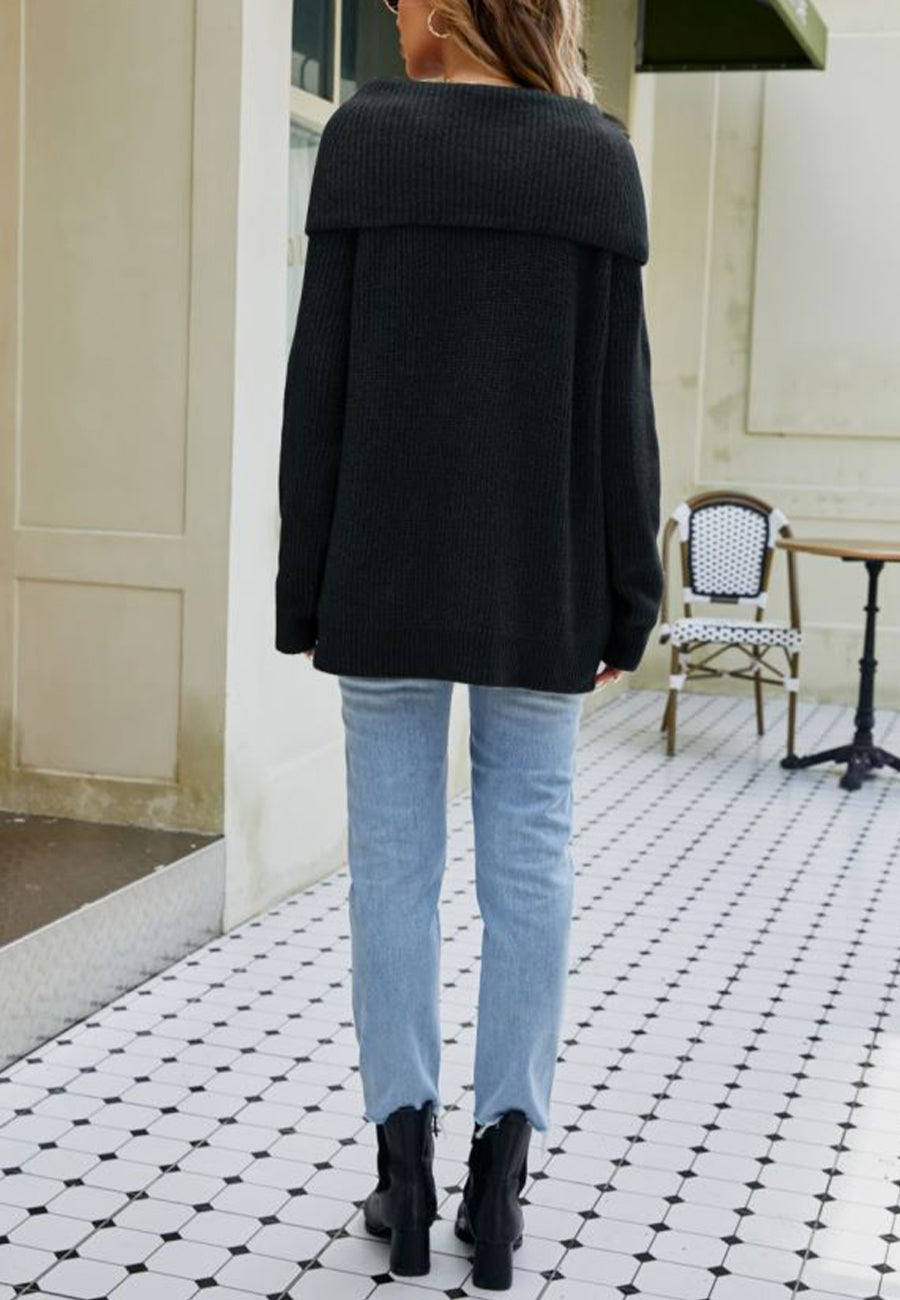 Cowl Neck Sailor Collar Sweater
