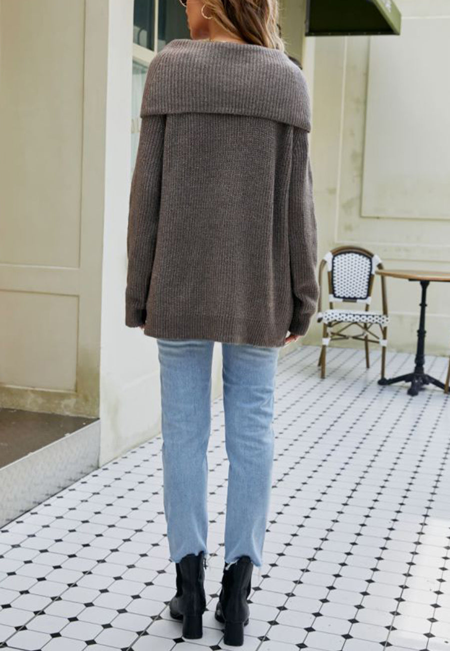 Cowl Neck Sailor Collar Sweater