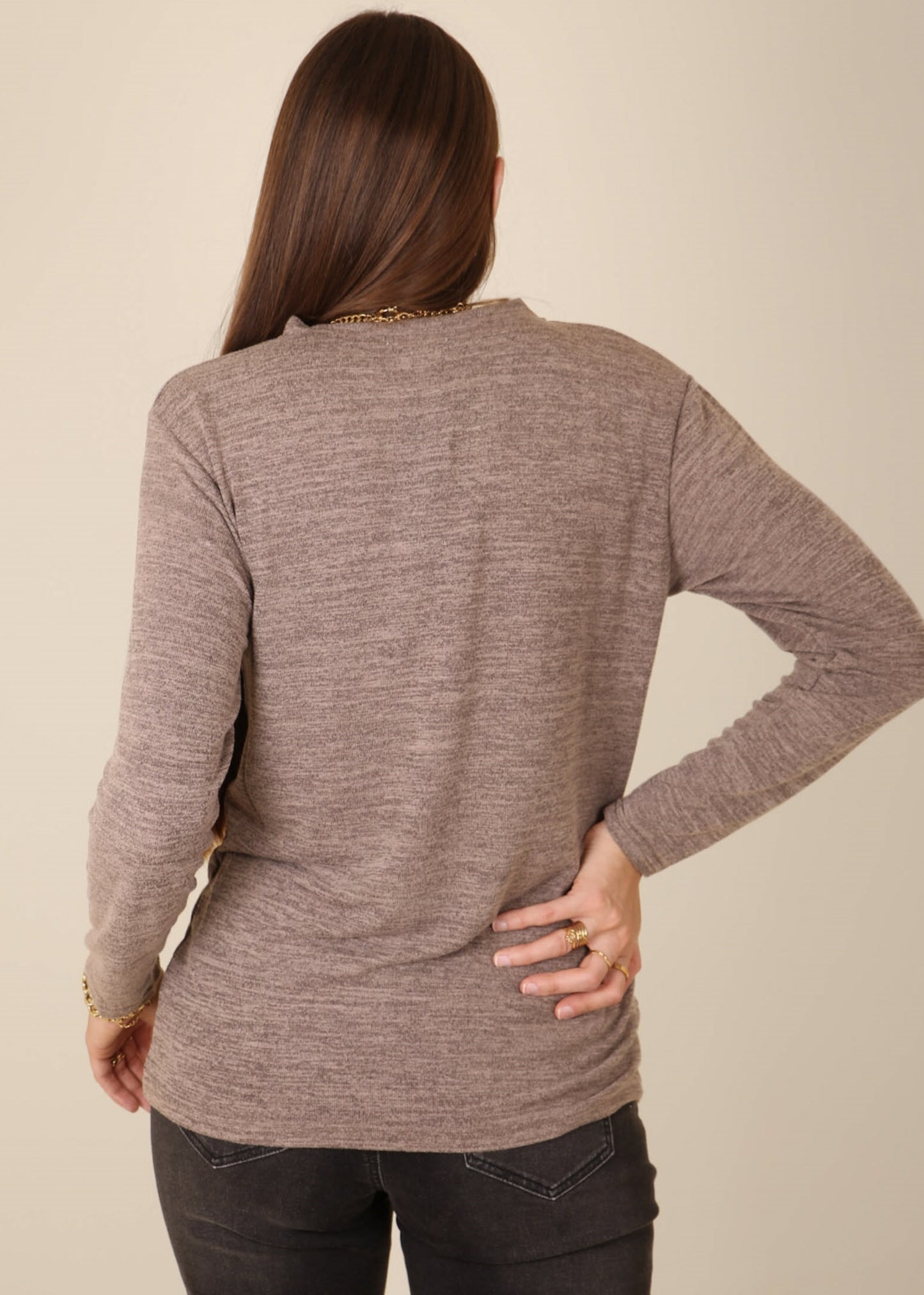 Split V Neck Button Front Sweater