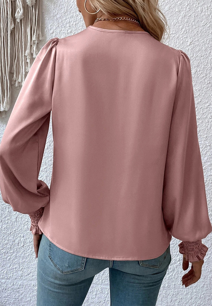 Blusa cruzada con puños fruncidos