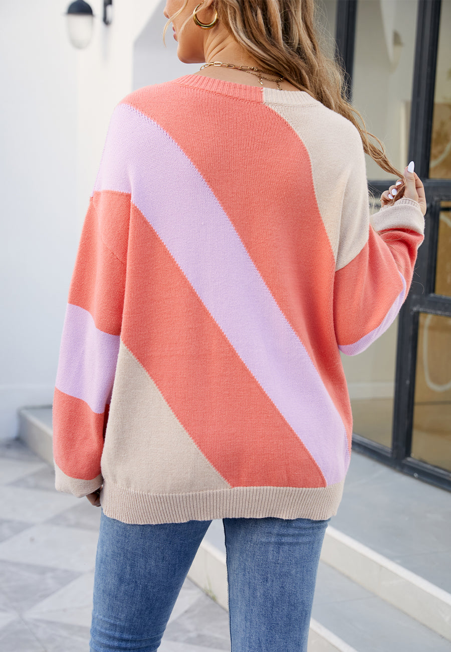 Cross Stripe Color Block Sweater