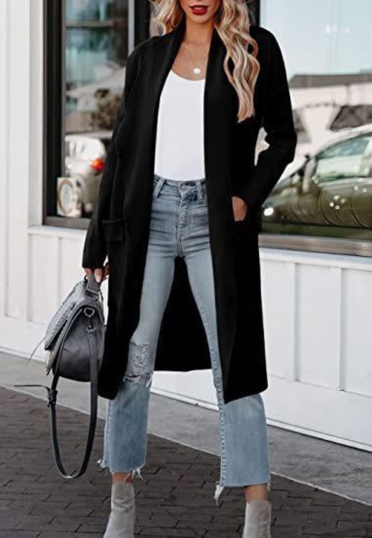 Cárdigan de color liso con dos bolsillos delanteros