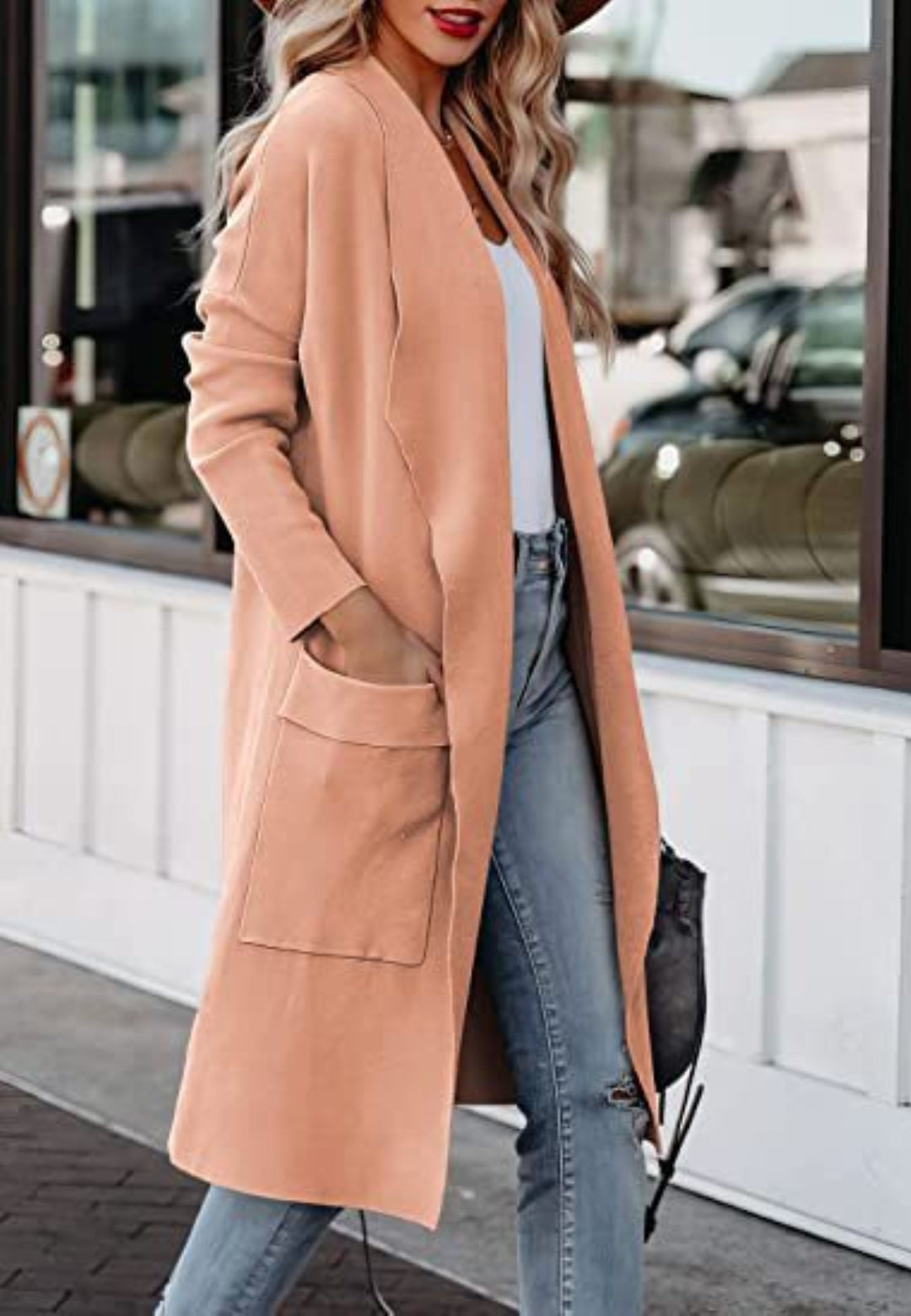 Cárdigan de color liso con dos bolsillos delanteros