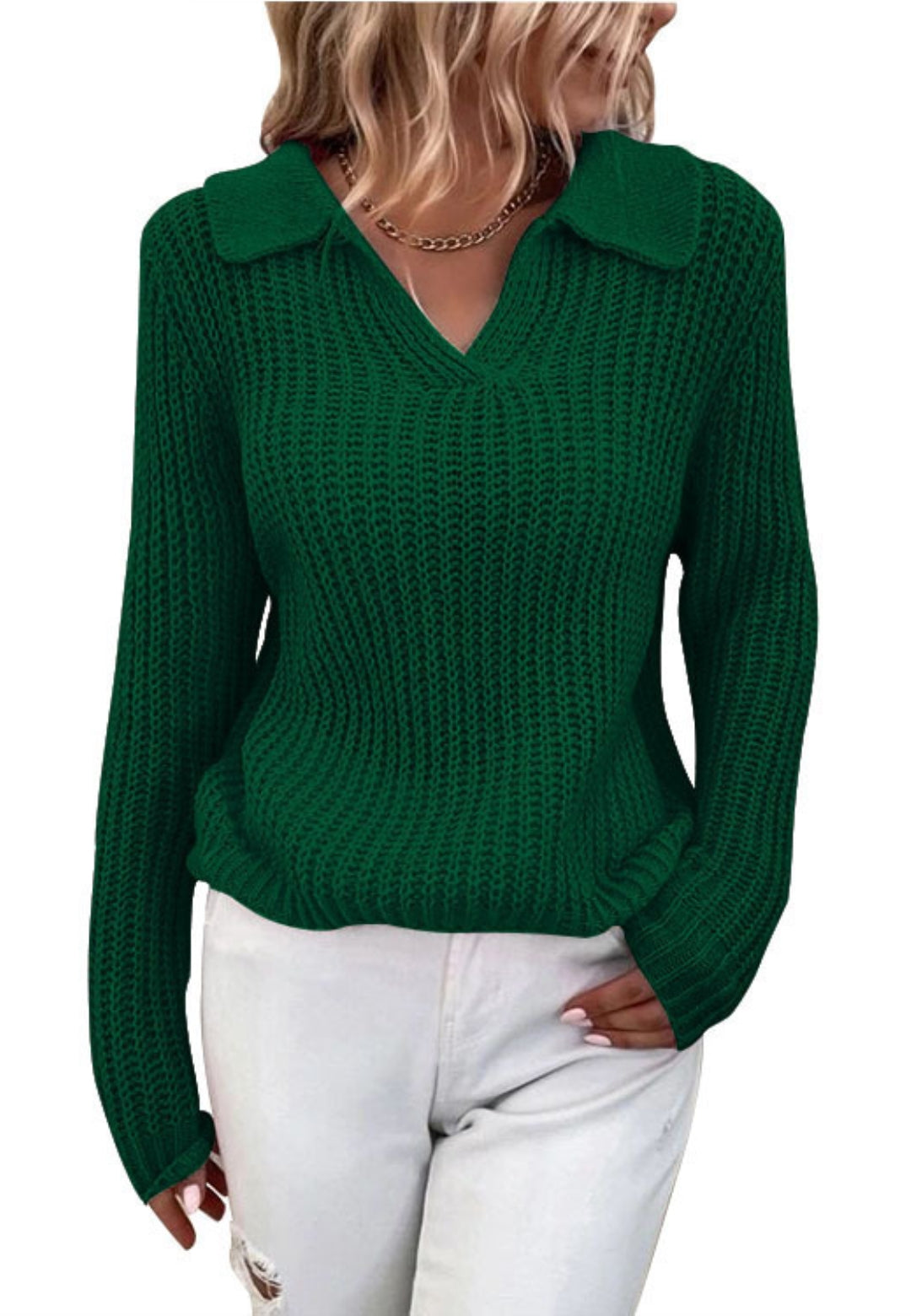 Long Sleeves Collared Sweater Top