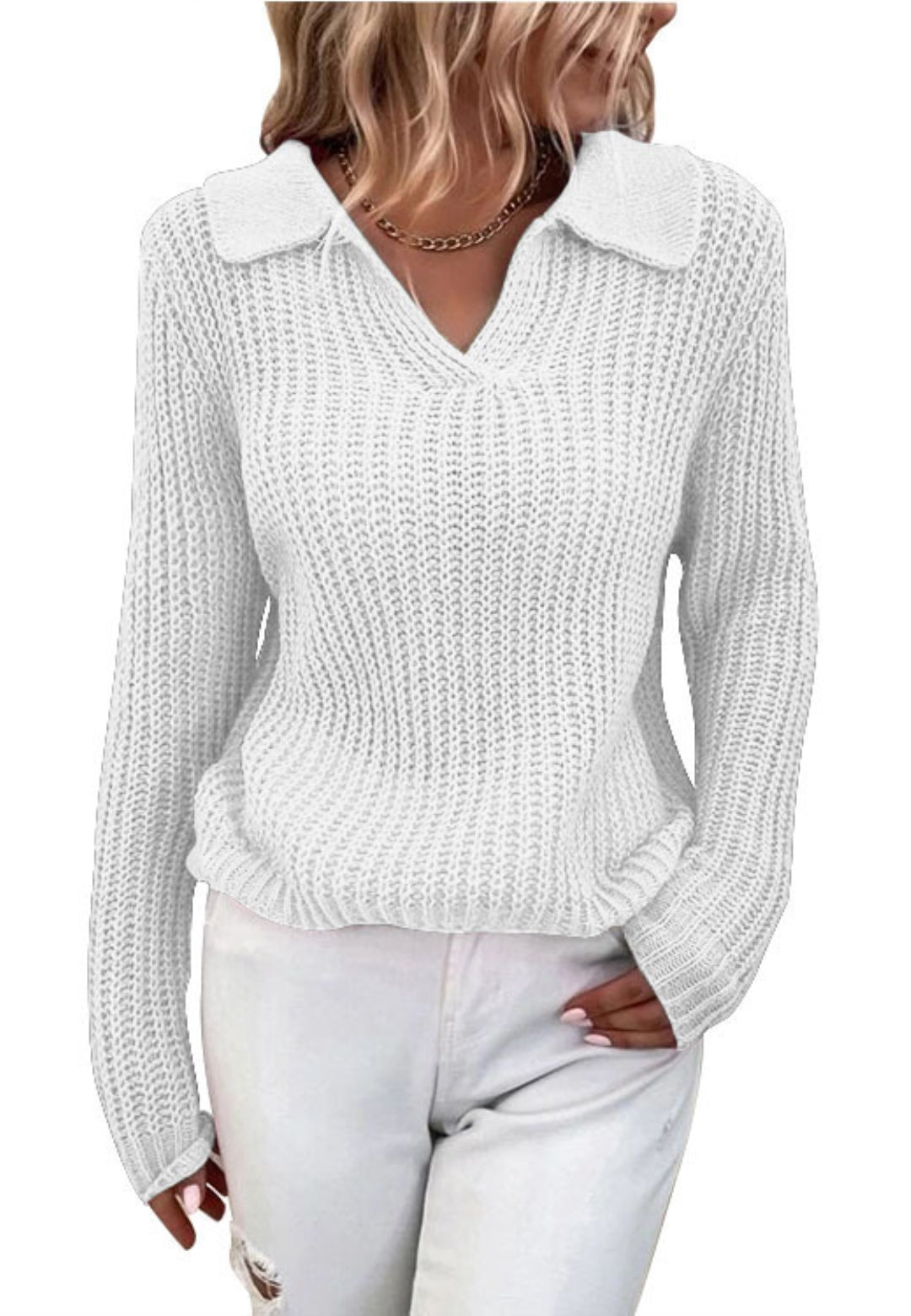 Long Sleeves Collared Sweater Top