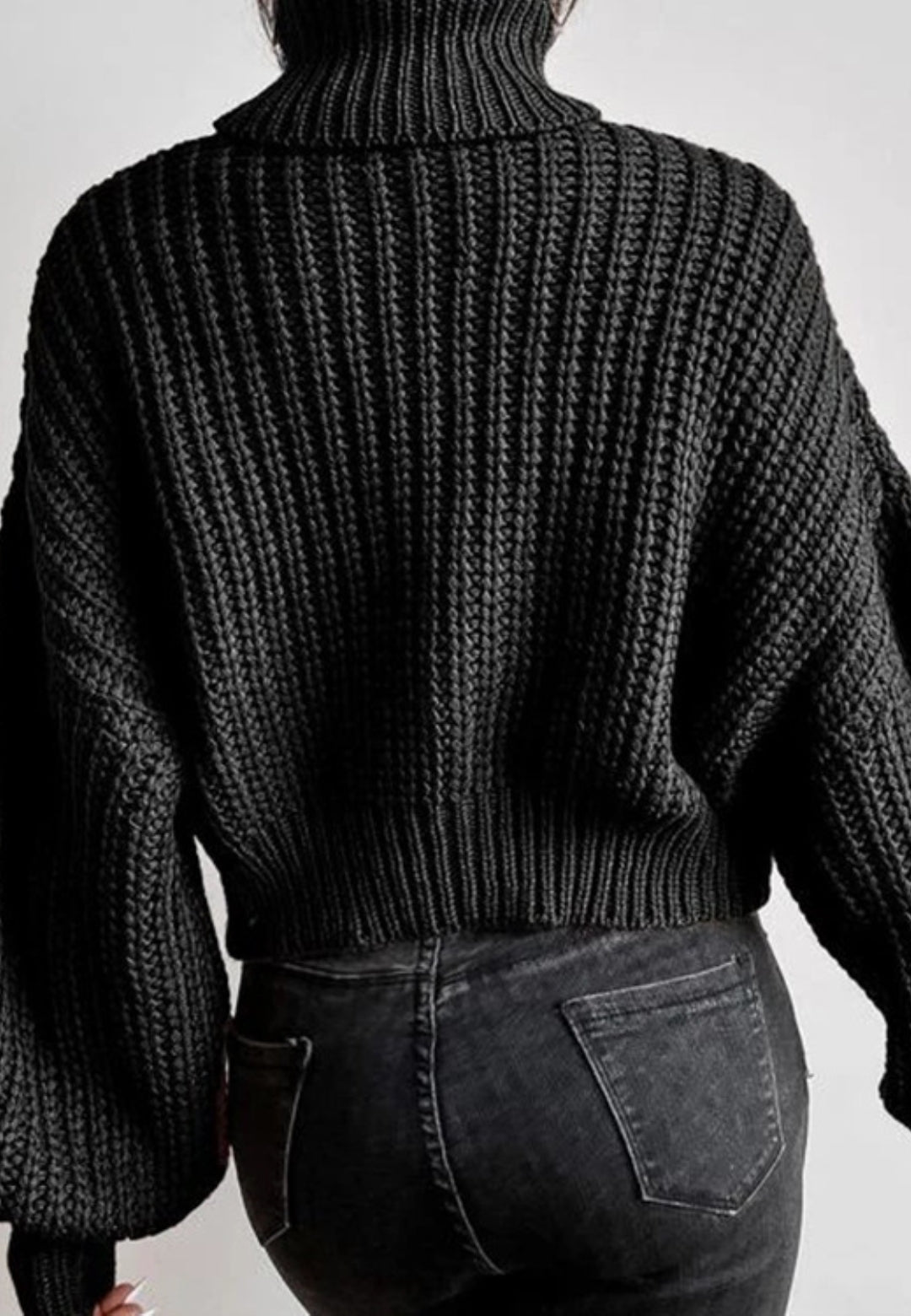Turtle Neck Baggy Sleeves Sweater