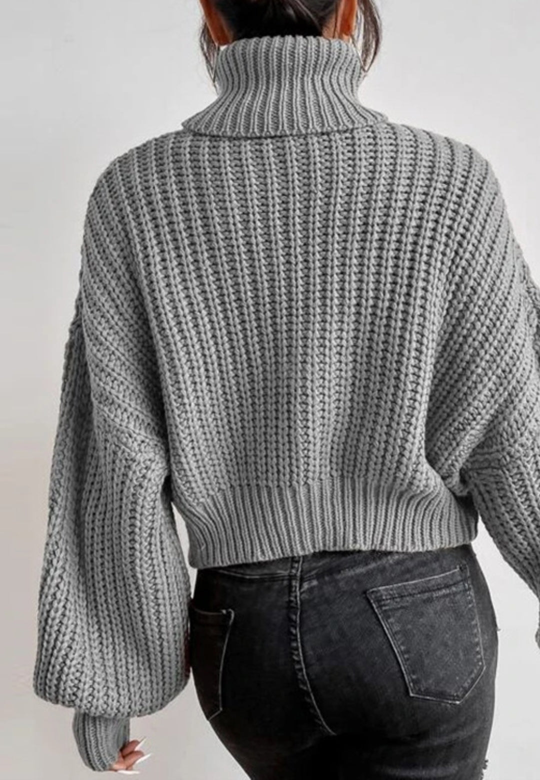 Turtle Neck Baggy Sleeves Sweater