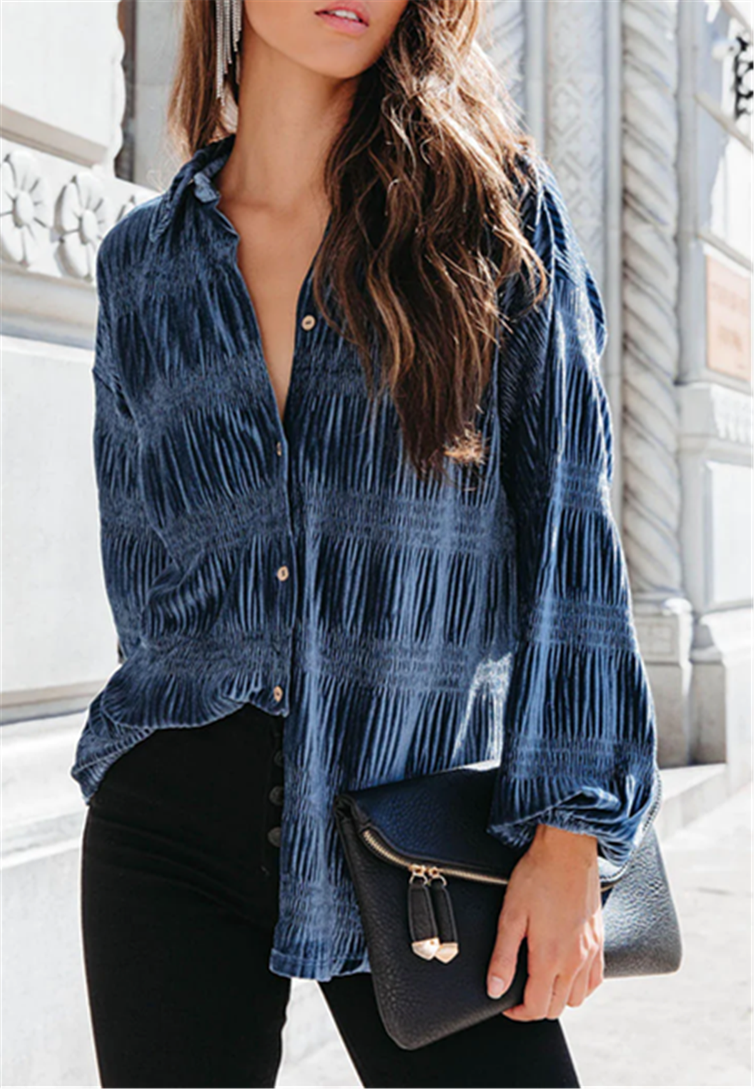 Blusa con botones y mangas globo