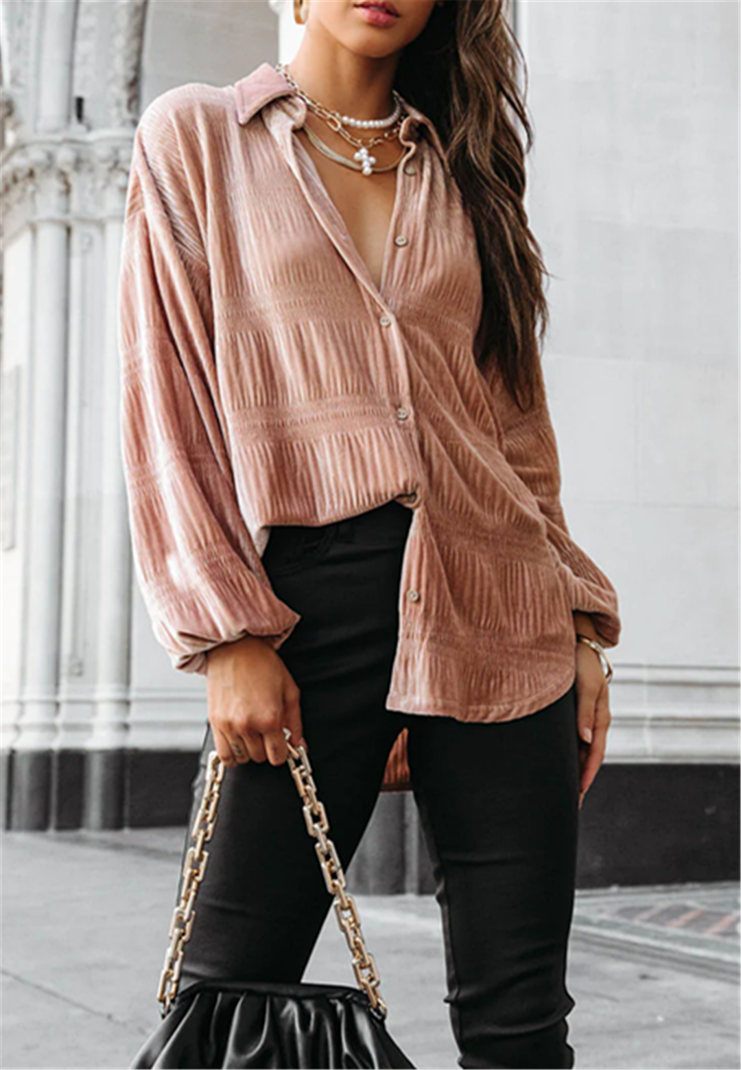 Blusa con botones y mangas globo