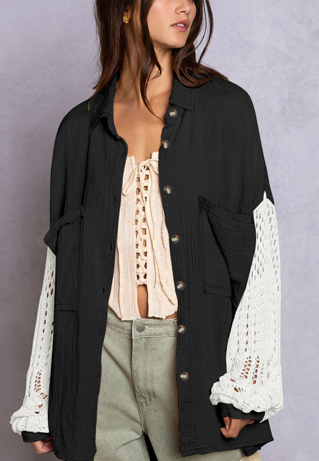 Camisa texturizada con hombros caídos