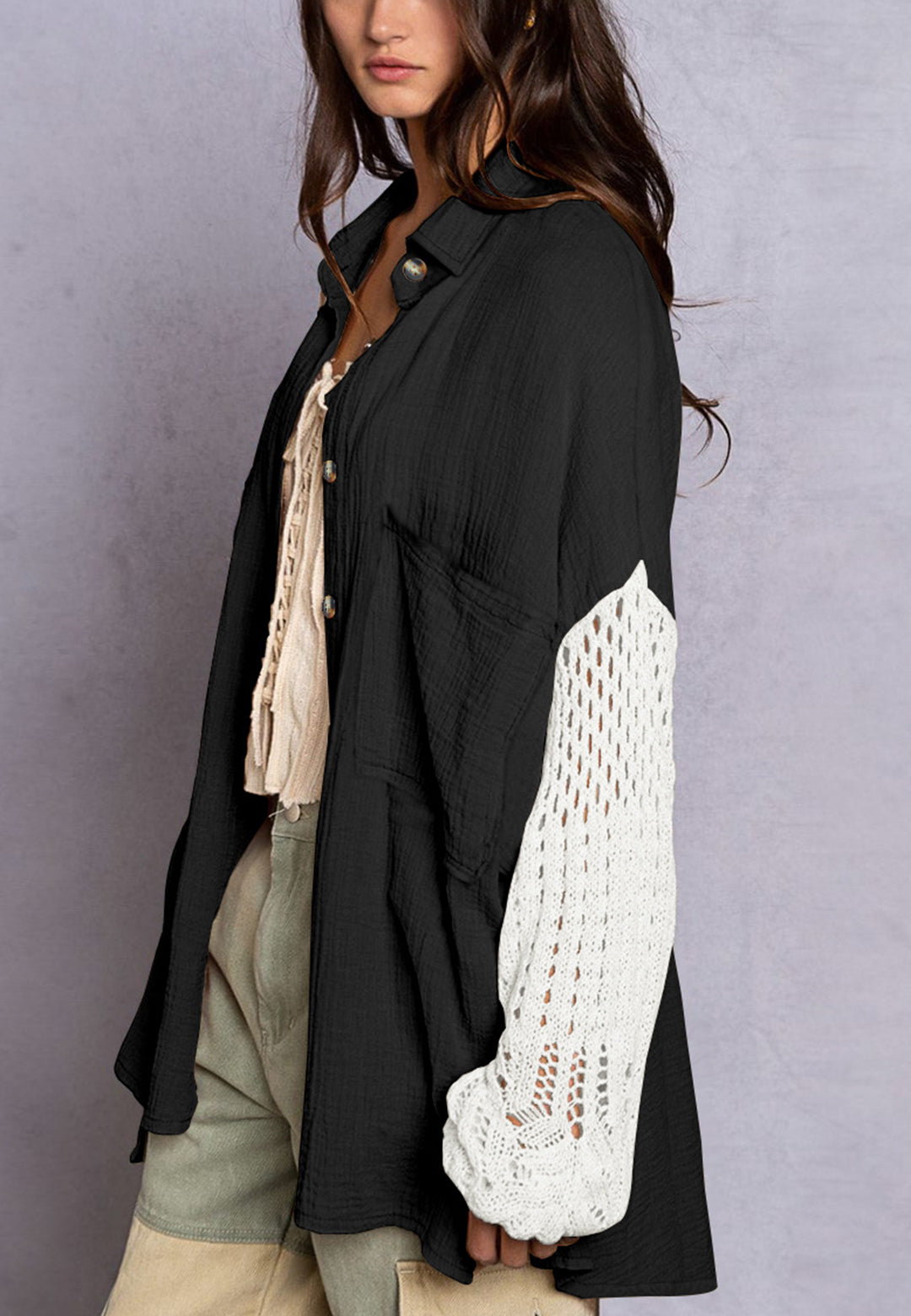 Camisa texturizada con hombros caídos