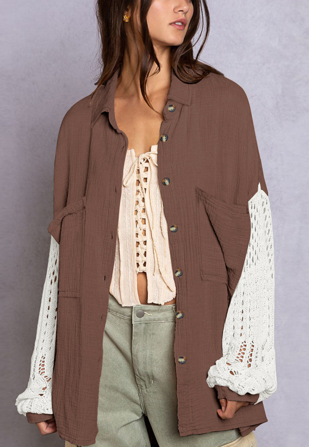 Camisa texturizada con hombros caídos