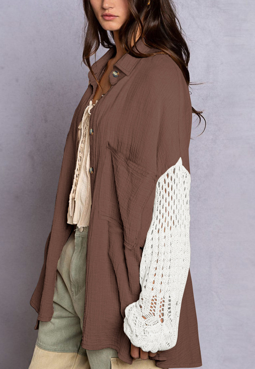 Camisa texturizada con hombros caídos