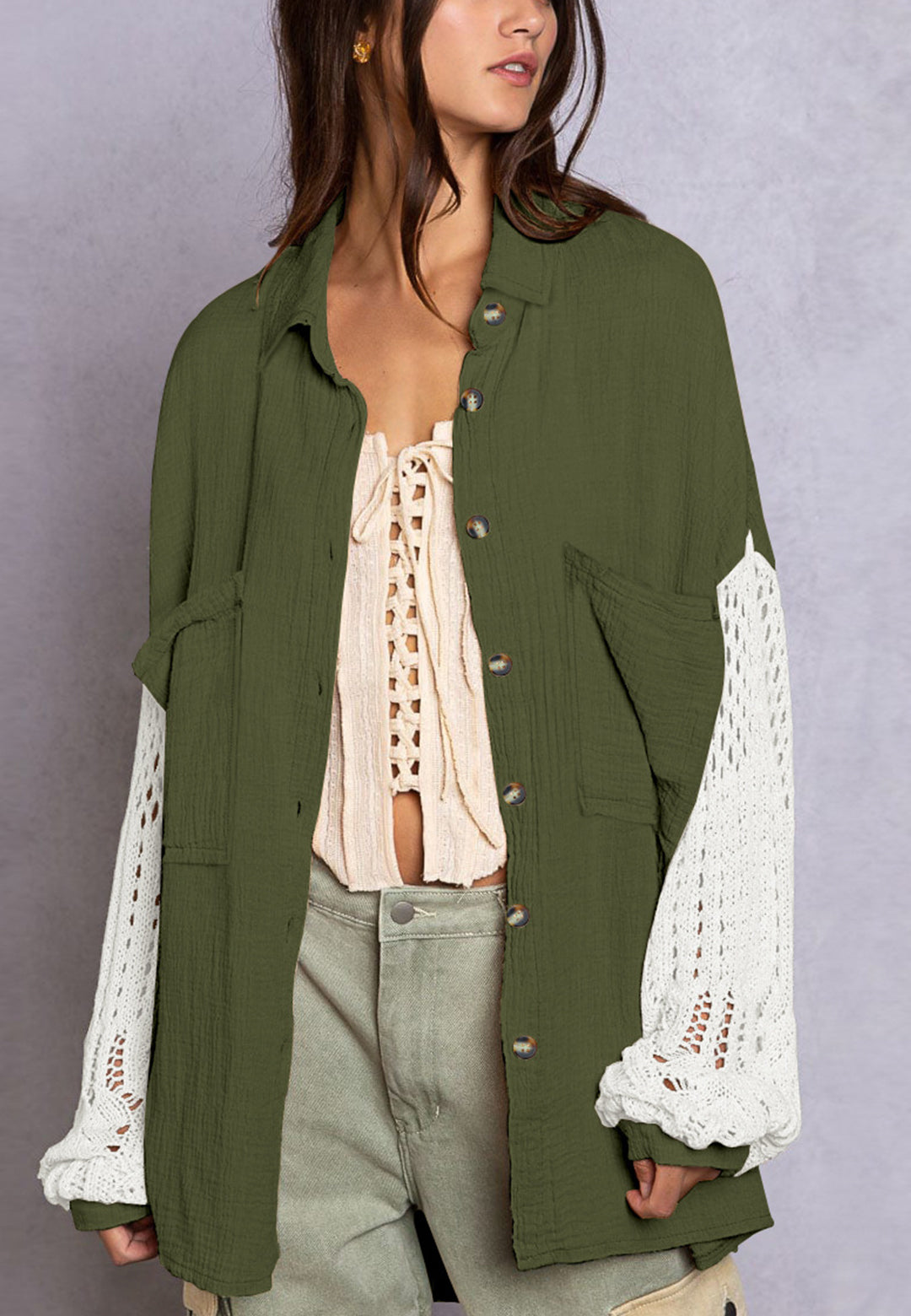 Camisa texturizada con hombros caídos