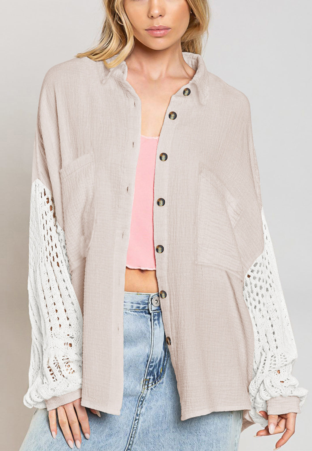 Camisa texturizada con hombros caídos