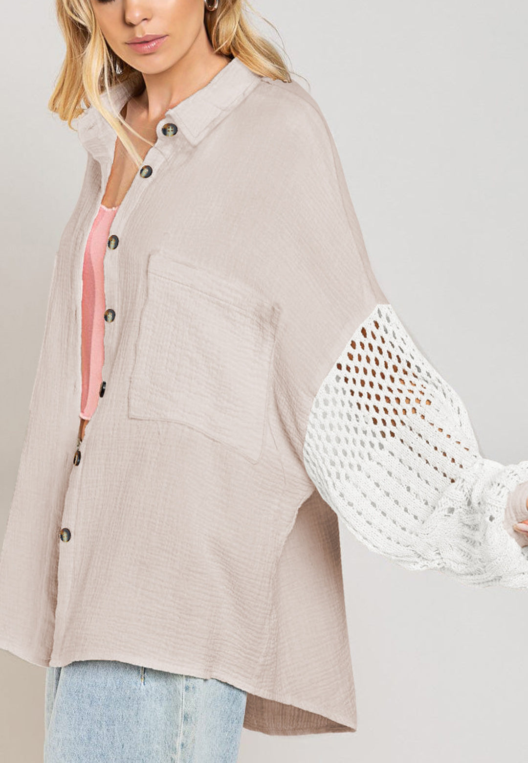 Camisa texturizada con hombros caídos