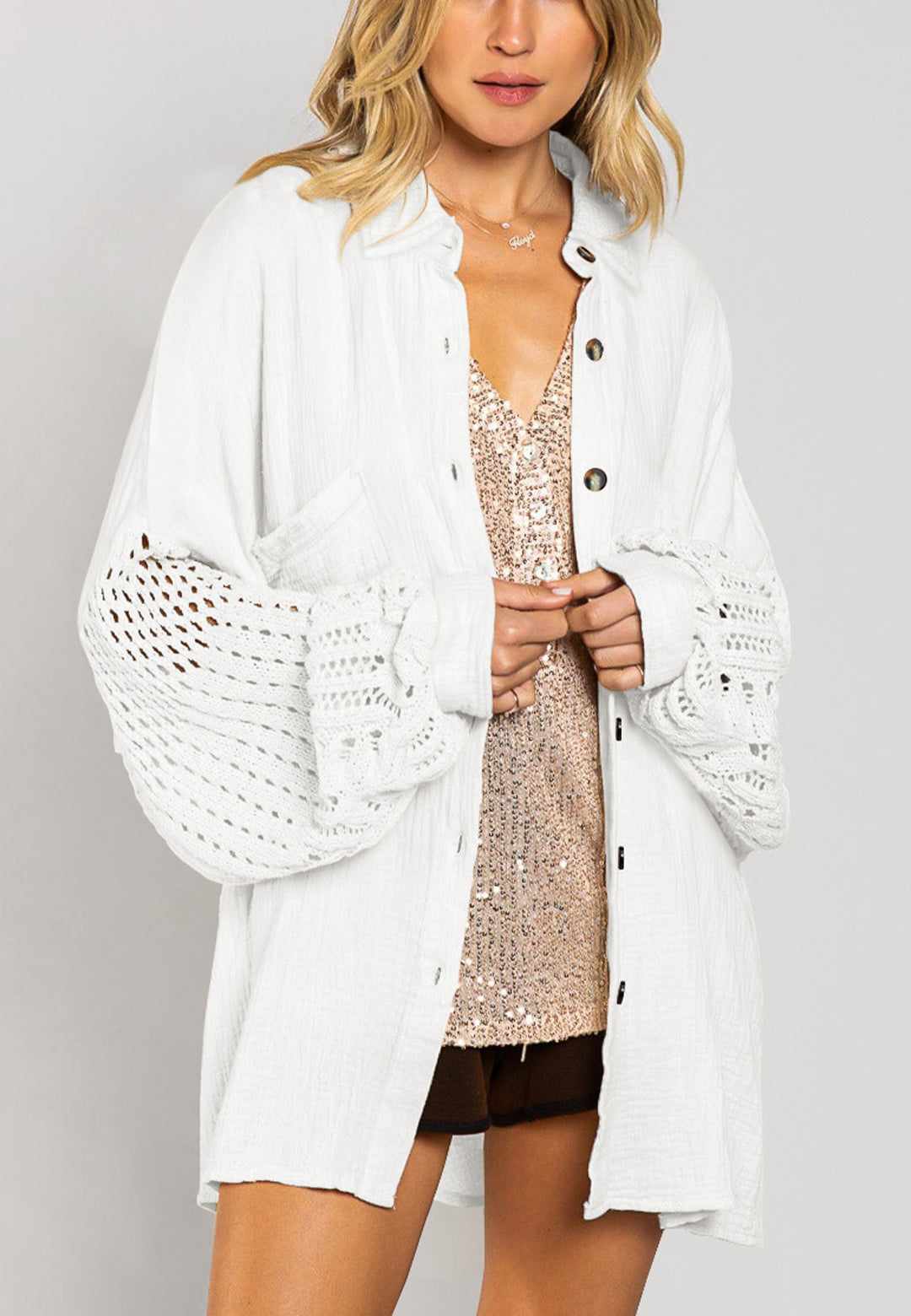 Camisa texturizada con hombros caídos