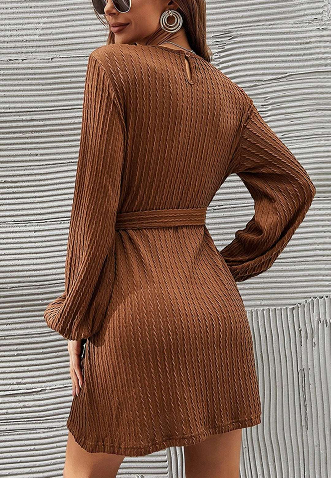 Textured Knit Bishop Sleeve Dress