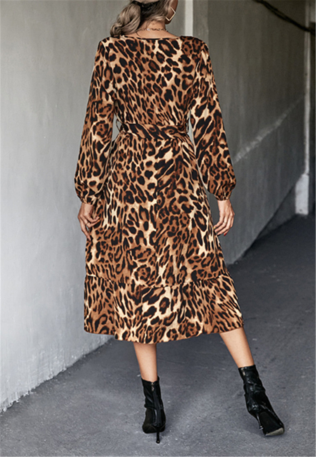 Animal Print Surplice Dress