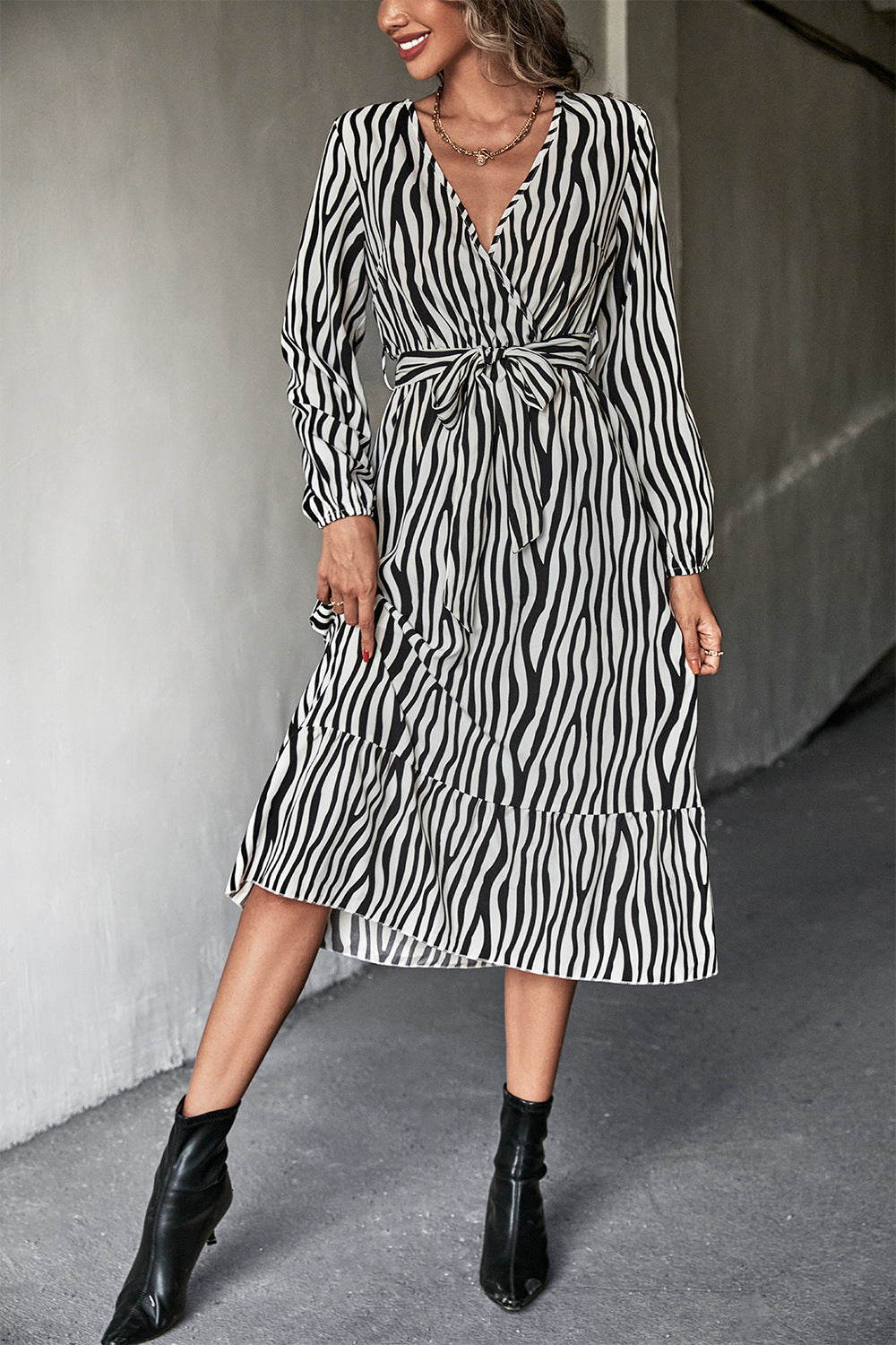 Animal Print Surplice Dress