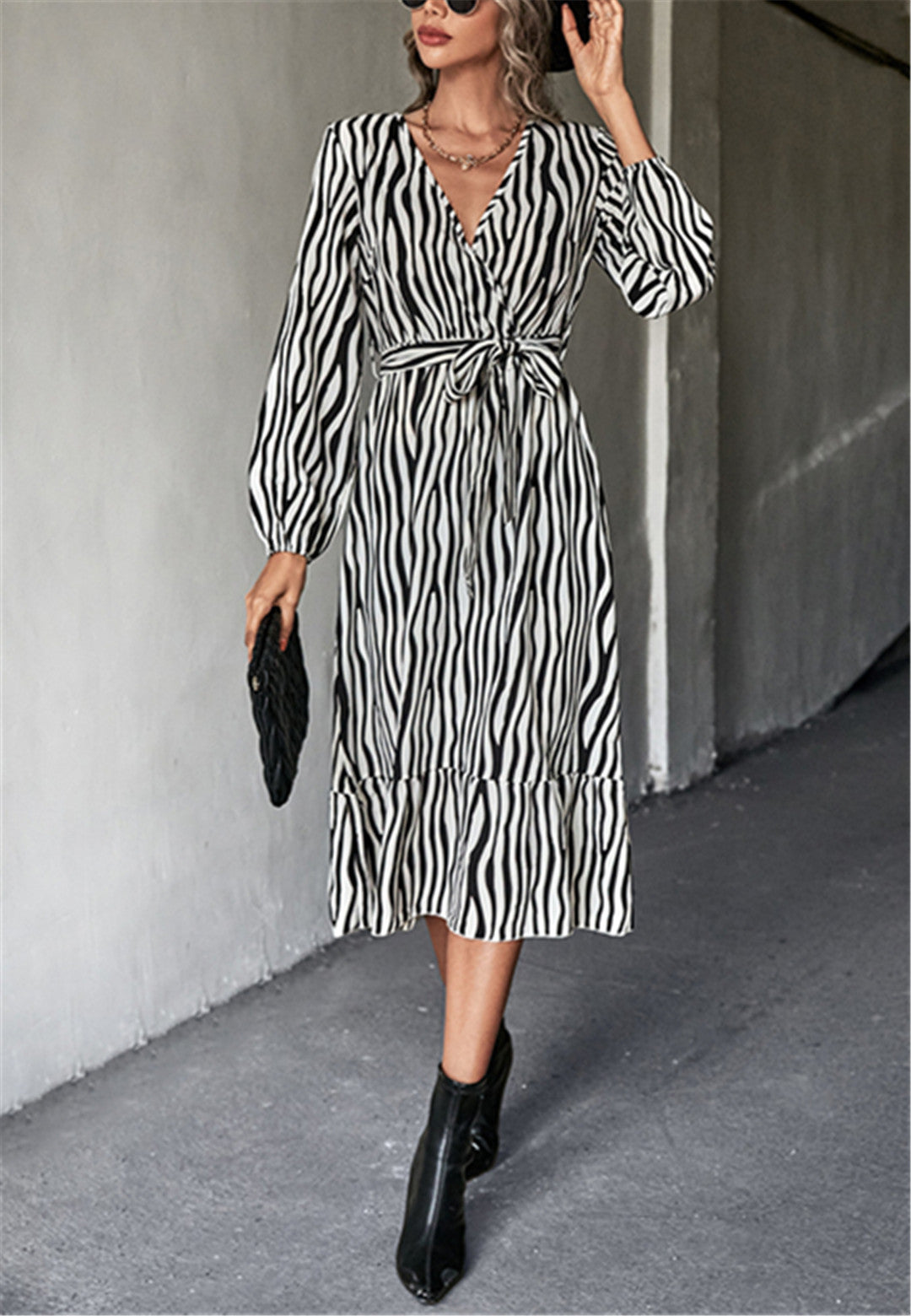 Animal Print Surplice Dress