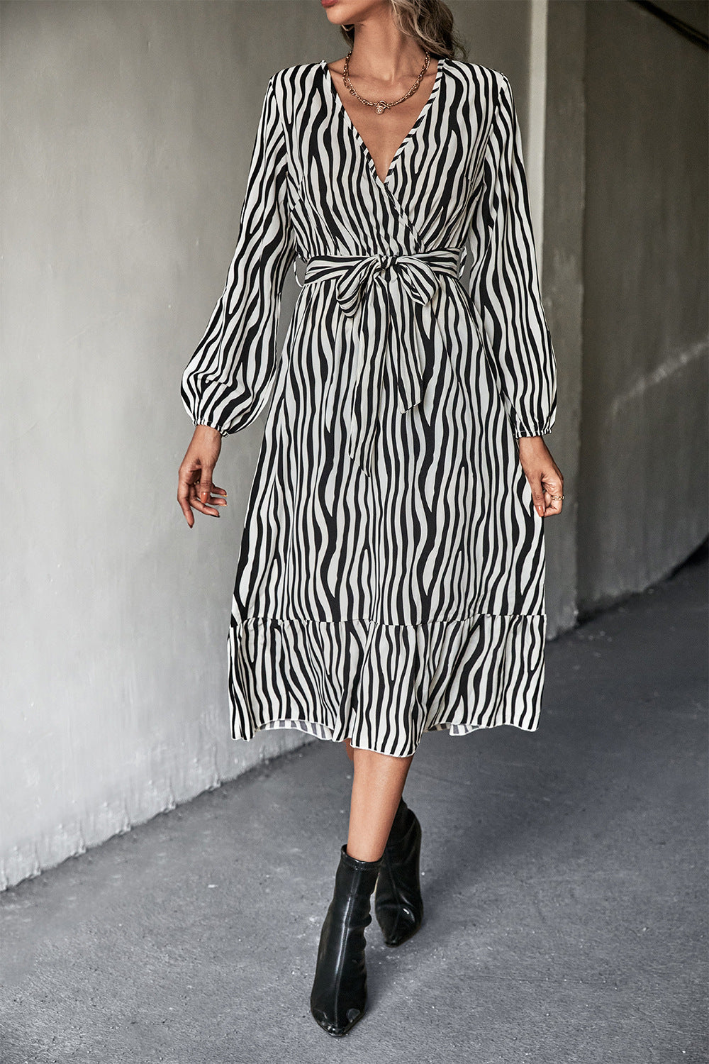Animal Print Surplice Dress