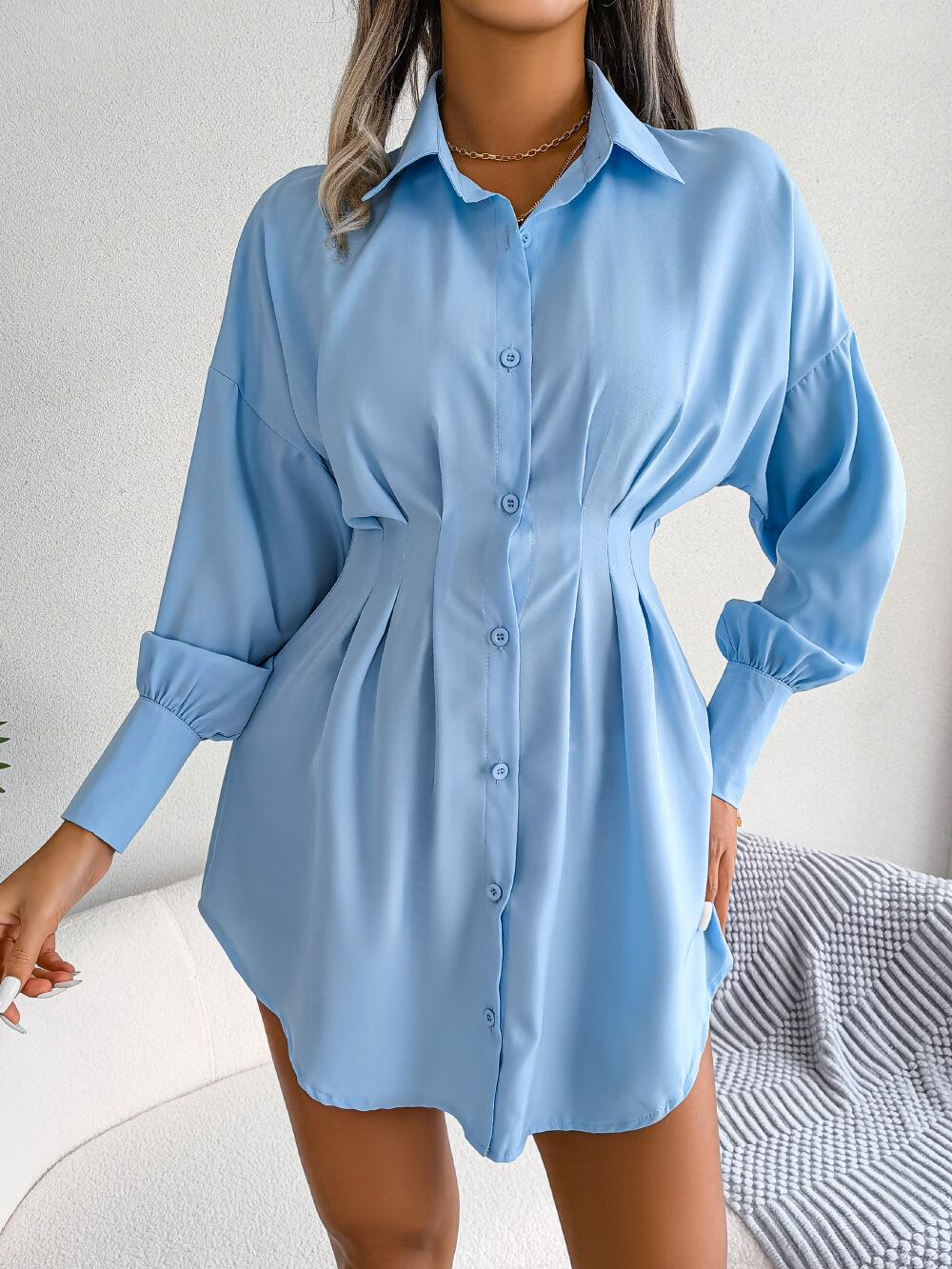 Vestido camisero con cintura con pinzas
