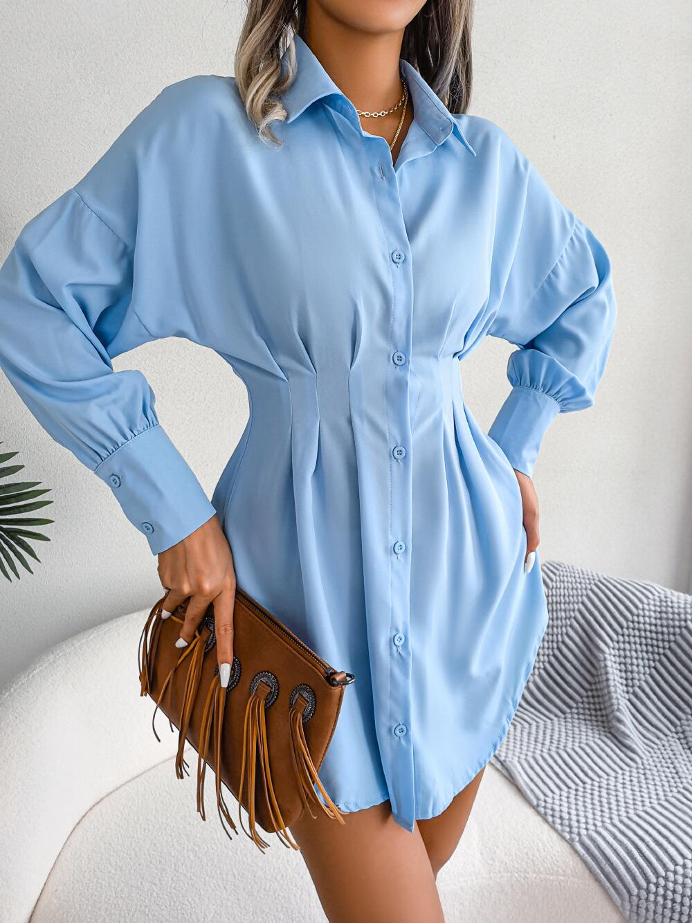 Vestido camisero con cintura con pinzas