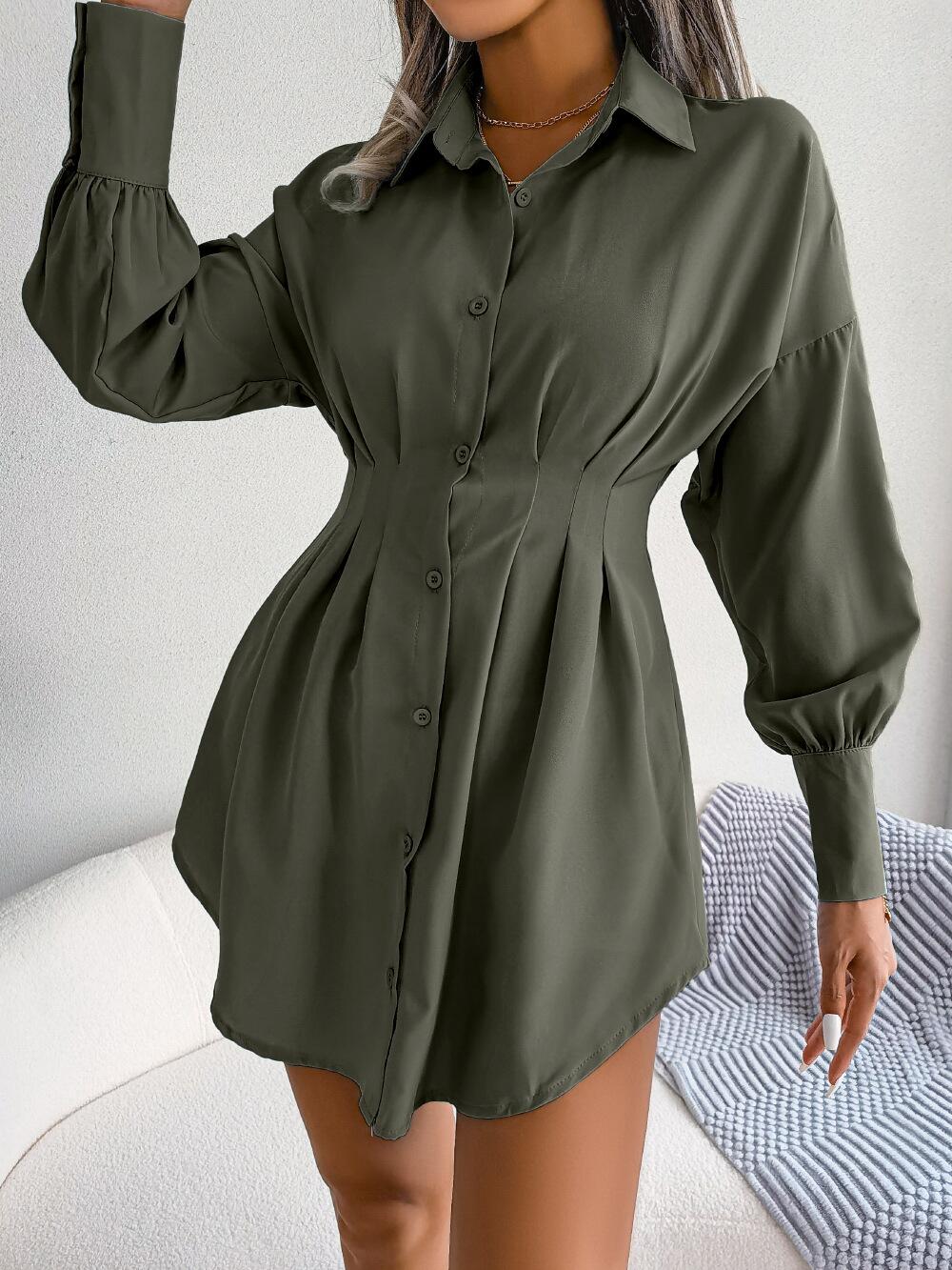 Vestido camisero con cintura con pinzas
