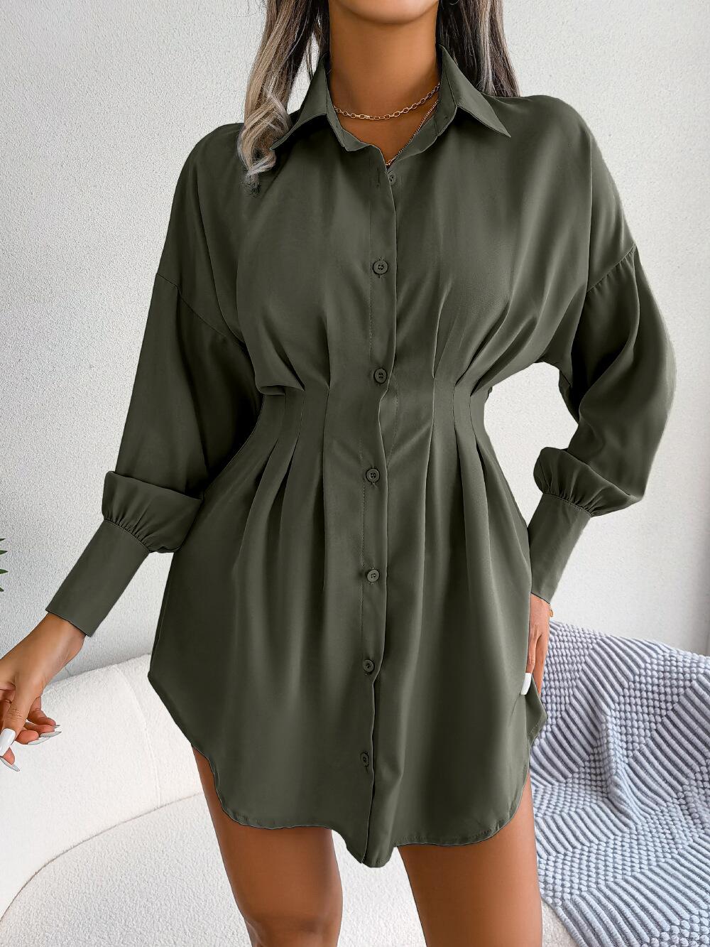 Vestido camisero con cintura con pinzas