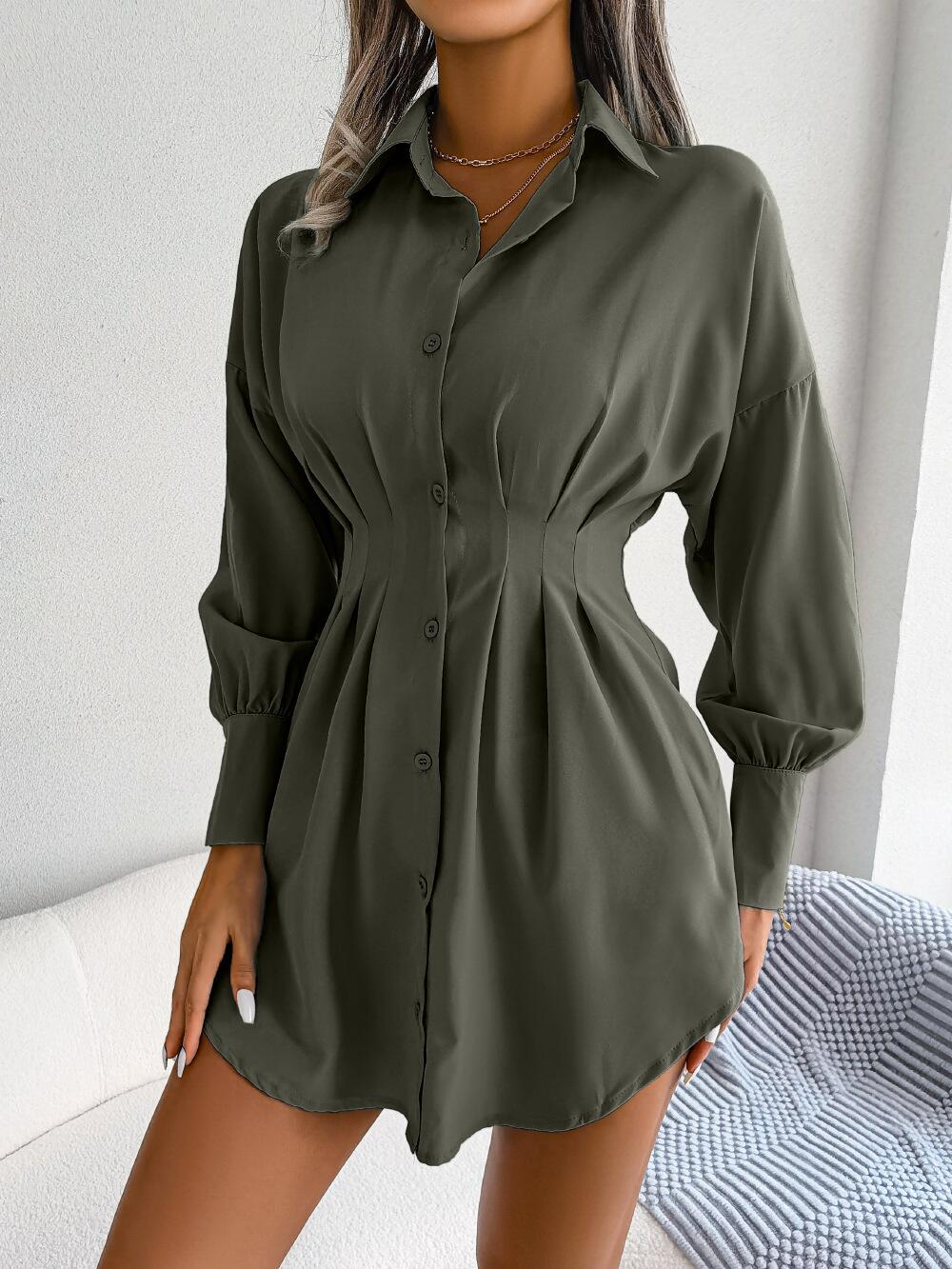 Vestido camisero con cintura con pinzas