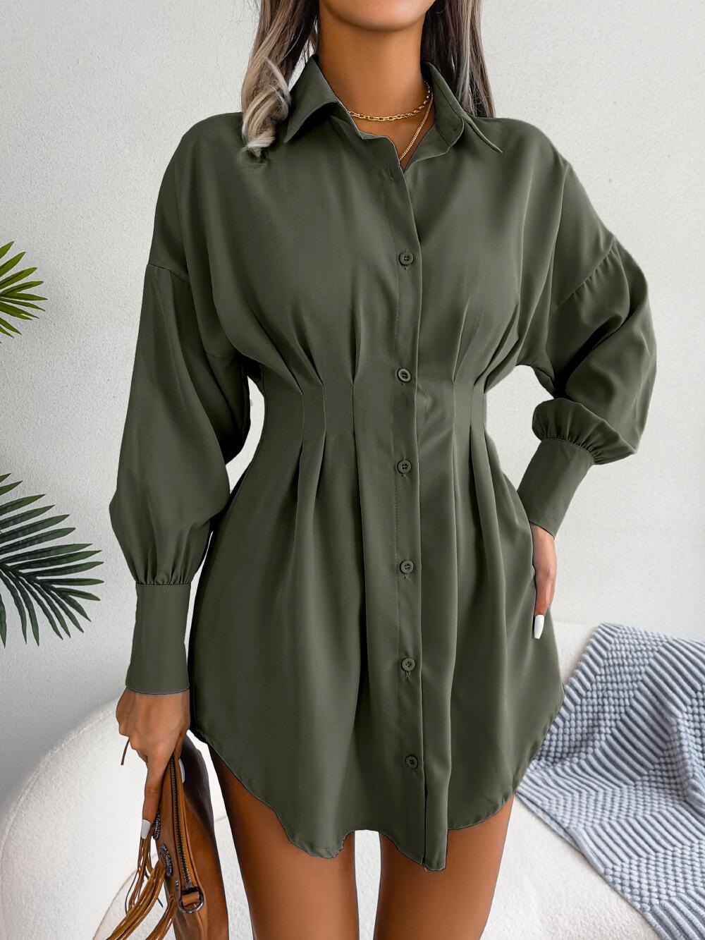 Vestido camisero con cintura con pinzas