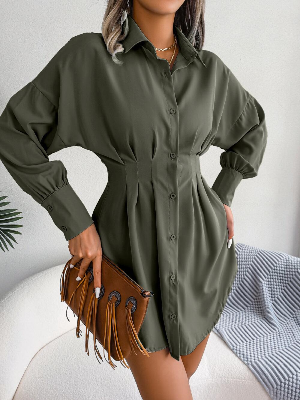 Vestido camisero con cintura con pinzas