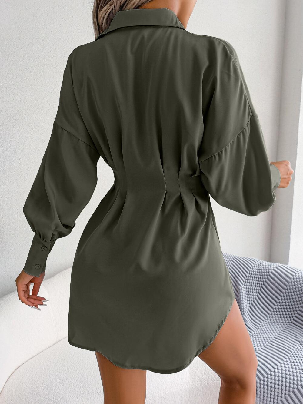 Vestido camisero con cintura con pinzas