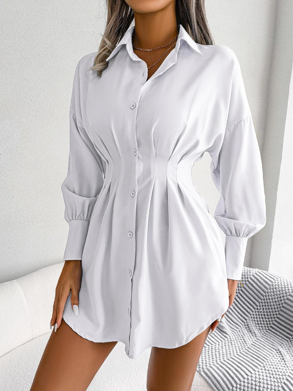 Vestido camisero con cintura con pinzas