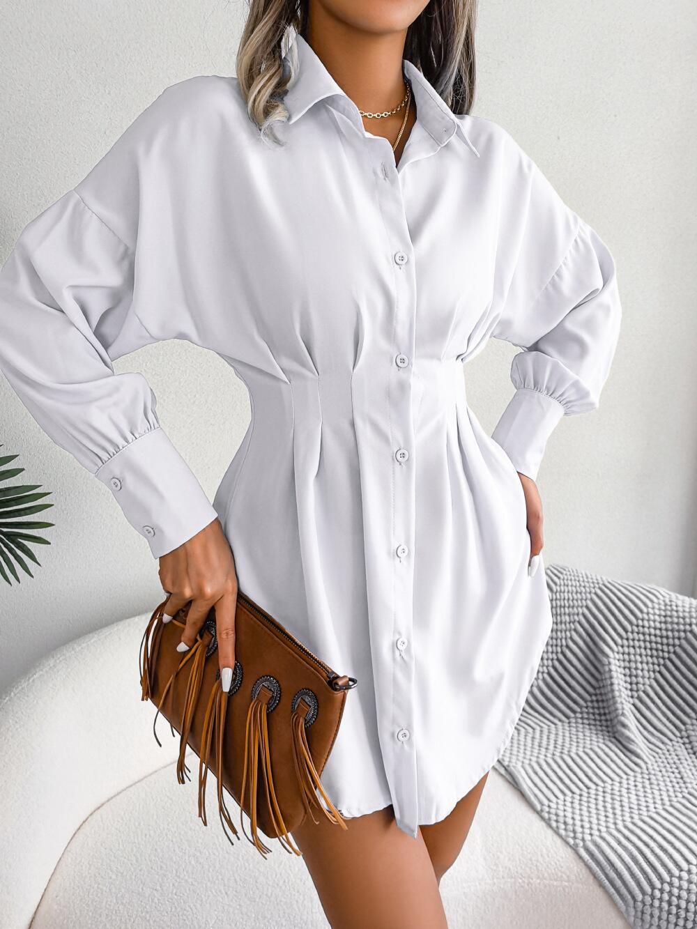 Vestido camisero con cintura con pinzas