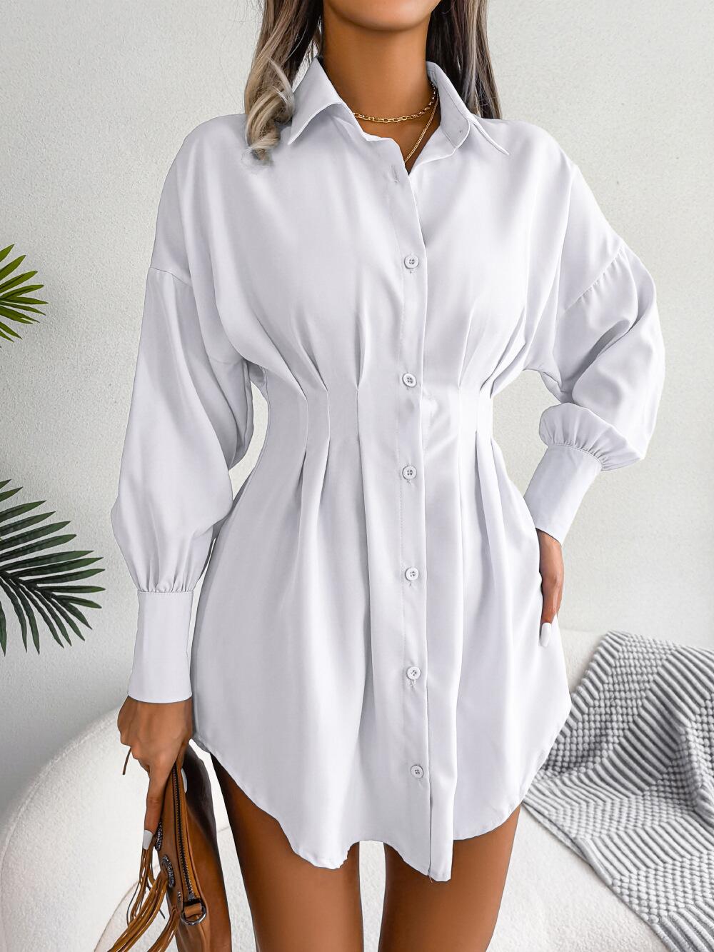 Vestido camisero con cintura con pinzas