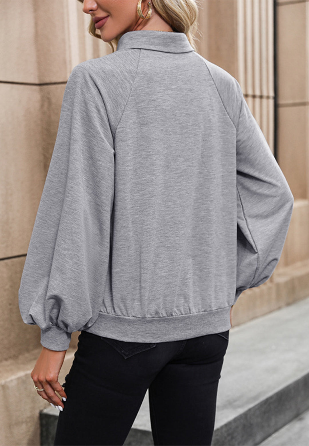 Bishop Sleeve Collared Sweatshirt