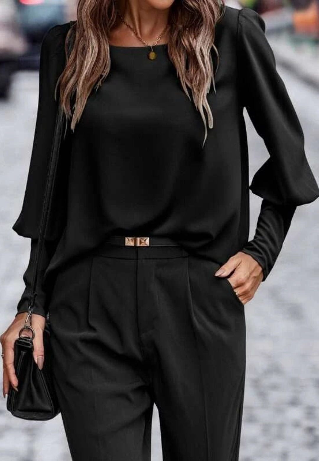 Gigot Sleeve Button Back Blouse