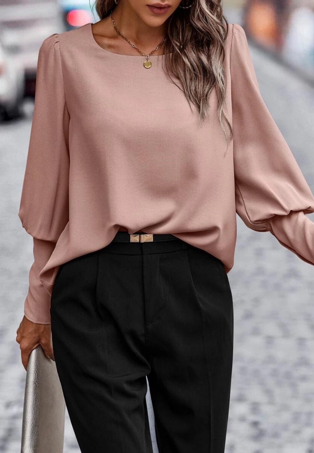 Gigot Sleeve Button Back Blouse