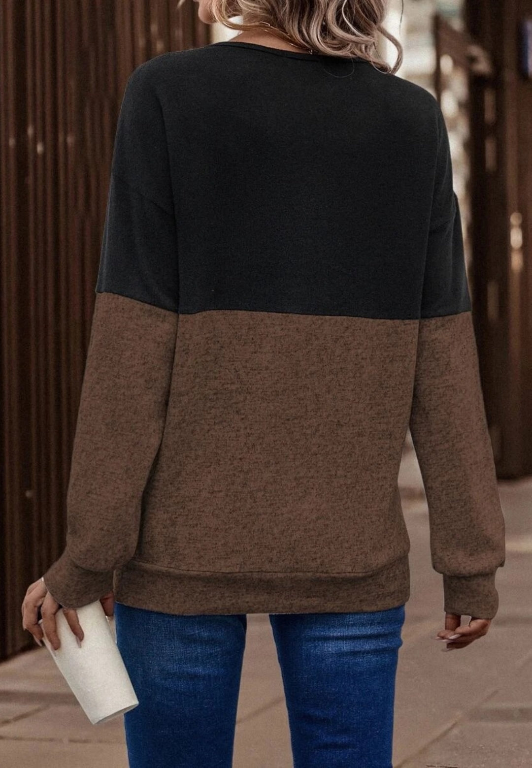 Cross Front Color Block Sweater
