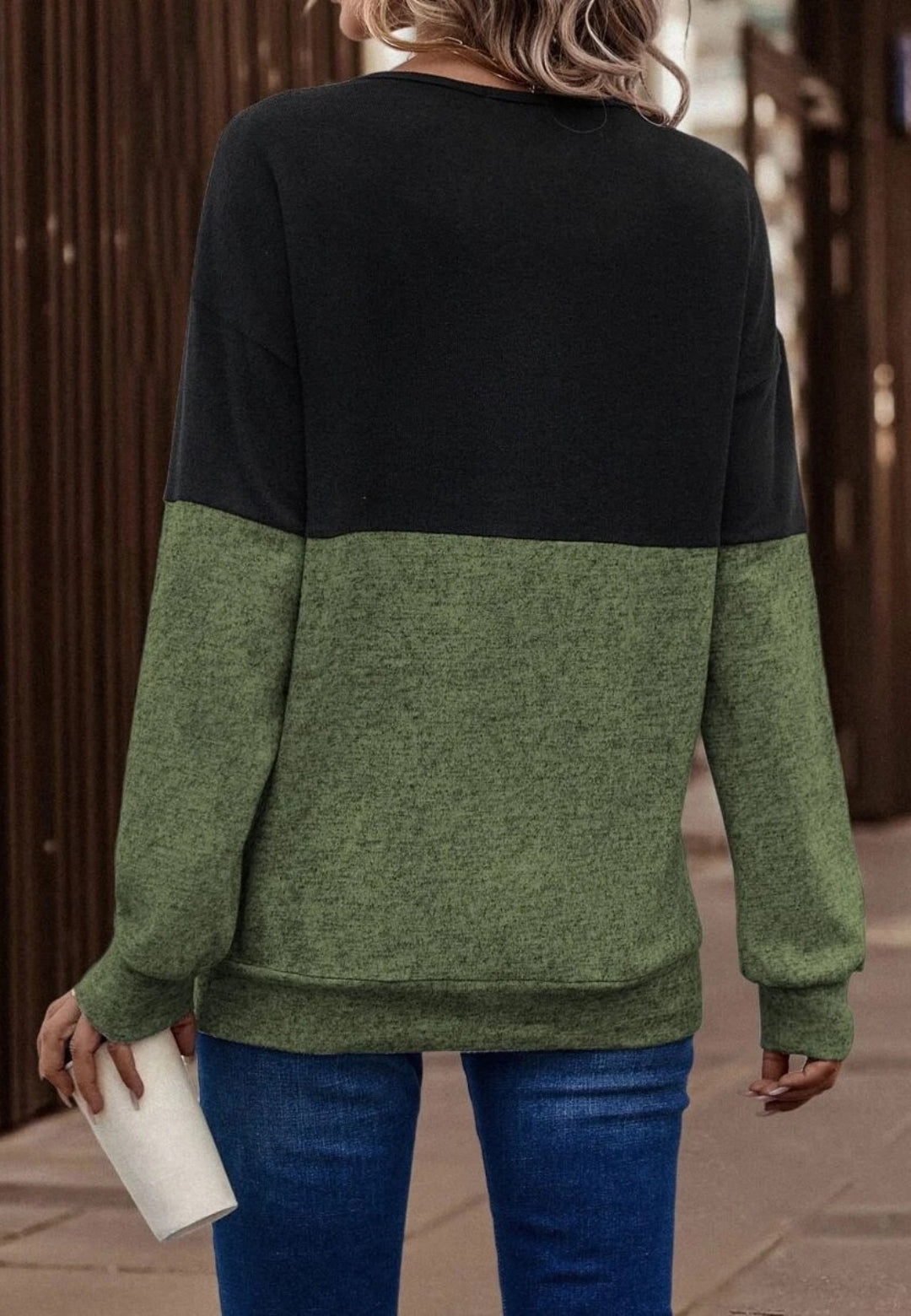 Cross Front Color Block Sweater