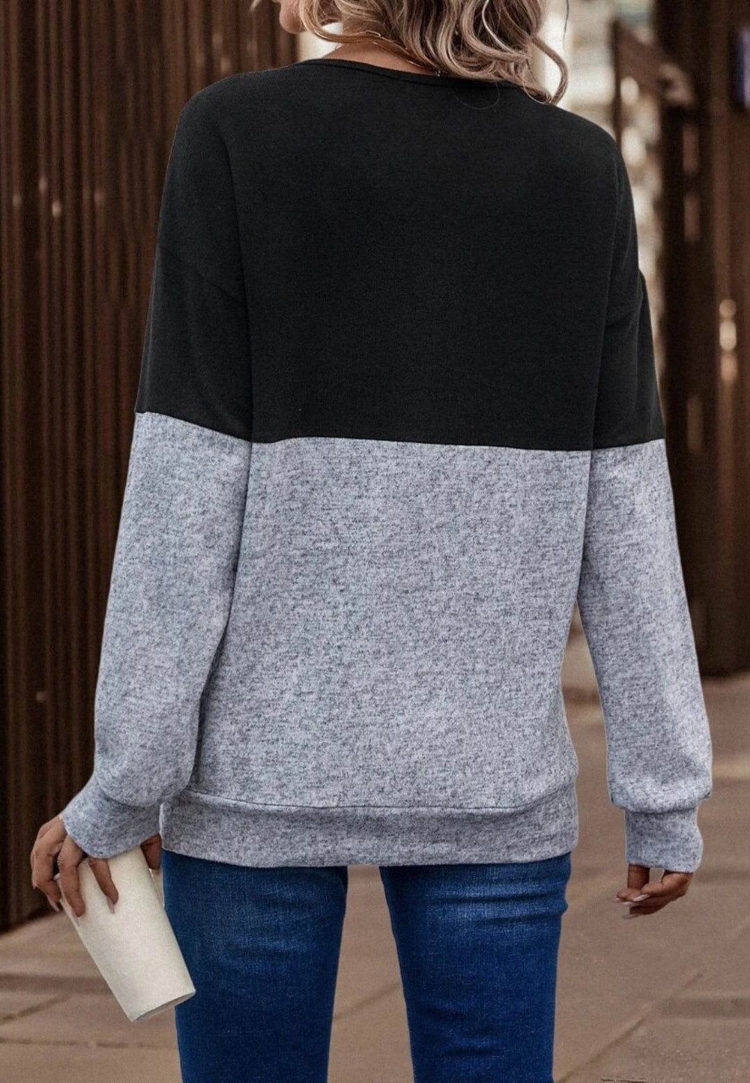 Cross Front Color Block Sweater