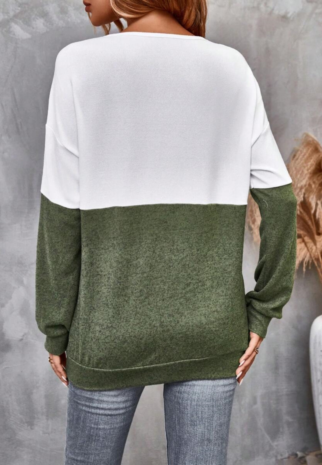 Cross Front Color Block Sweater