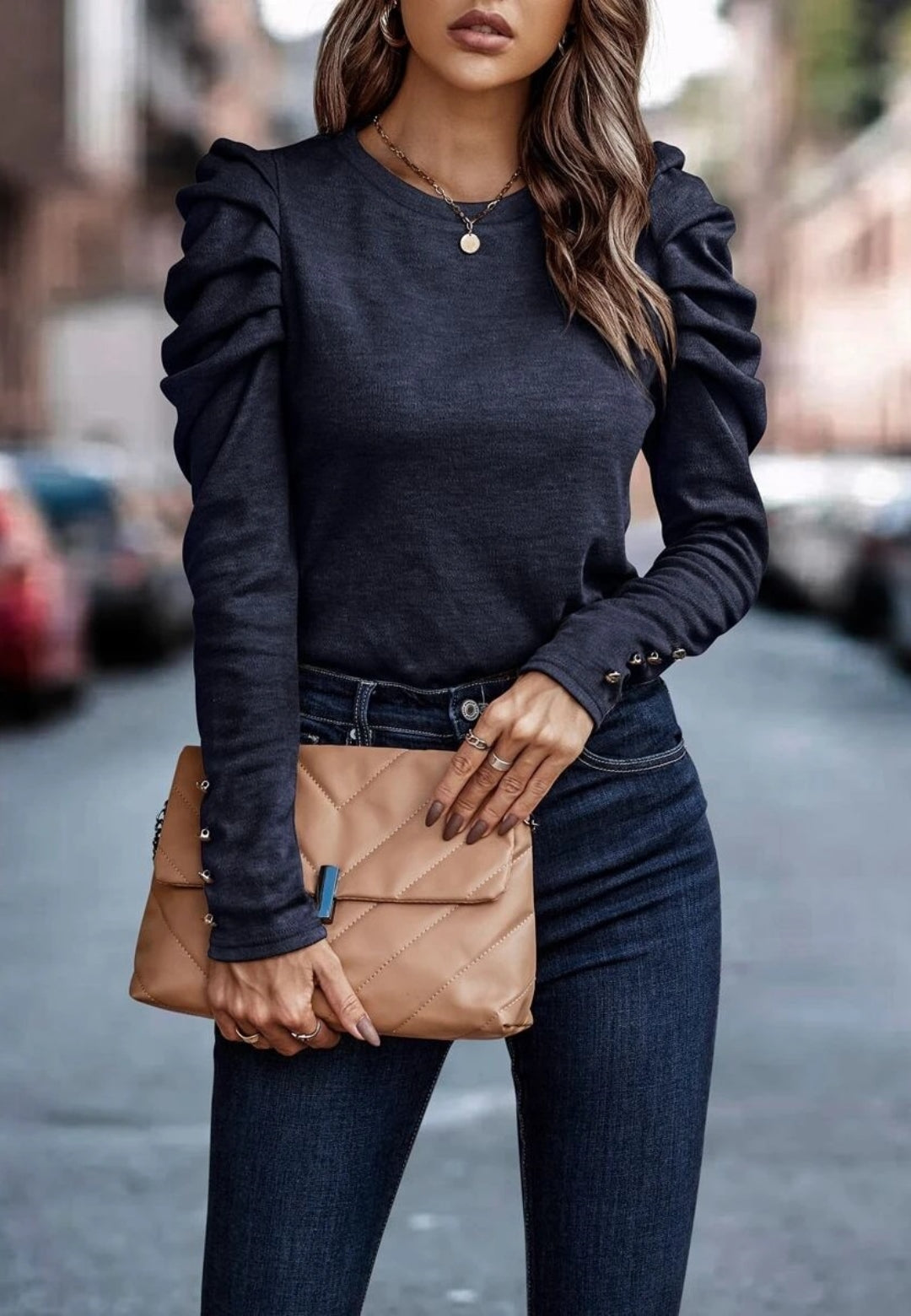 Pleated Gigot Sleeve Top