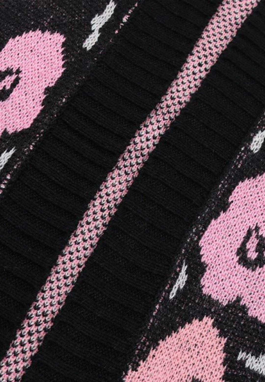 Cárdigan abierto de manga larga con estampado floral de color rosa