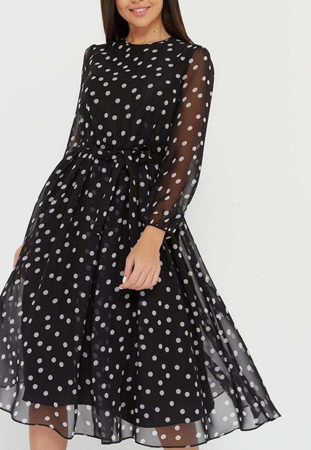 Vestido con estampado de lunares transparentes