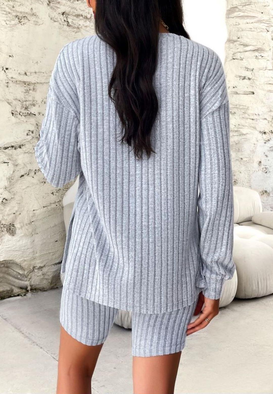 Ribbed Knit Sweater and Shorts Coordinates